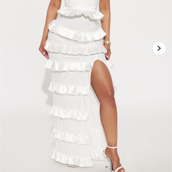 Fashion Nova Dresses & Skirts - Fashion Nova Satin Tier Lace Maxi Dress